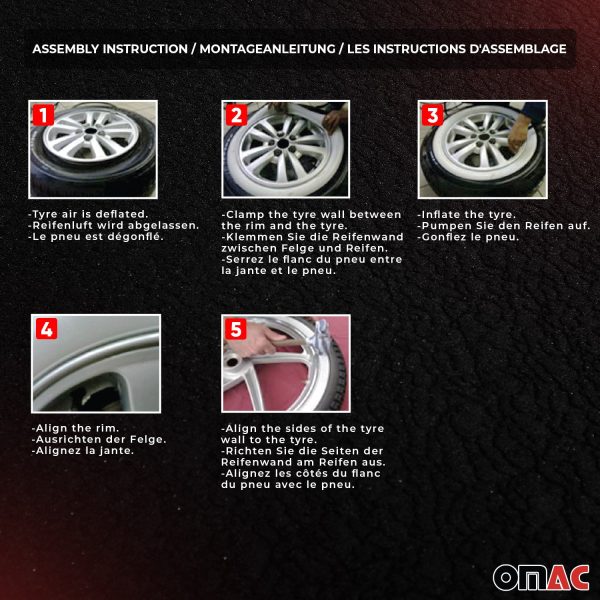 4x Portawalls Black White Wall Tire Insert 16  Rims Sidewall Set Sale - Image 4