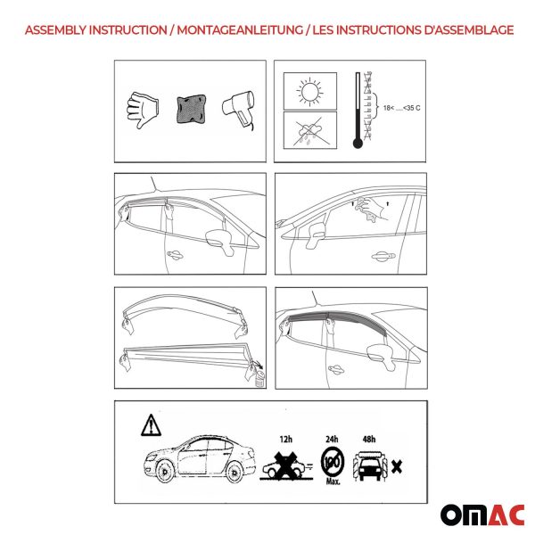 2006-2011 Hyundai Accent Sedan Window Visor Vent Rain Deflector 2Pcs Smoke For Discount - Image 5