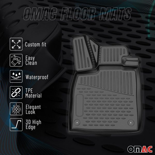 2007-2016 Volvo S80 Floor Mats Liners Full Set All Weather Black For Cheap - Image 2