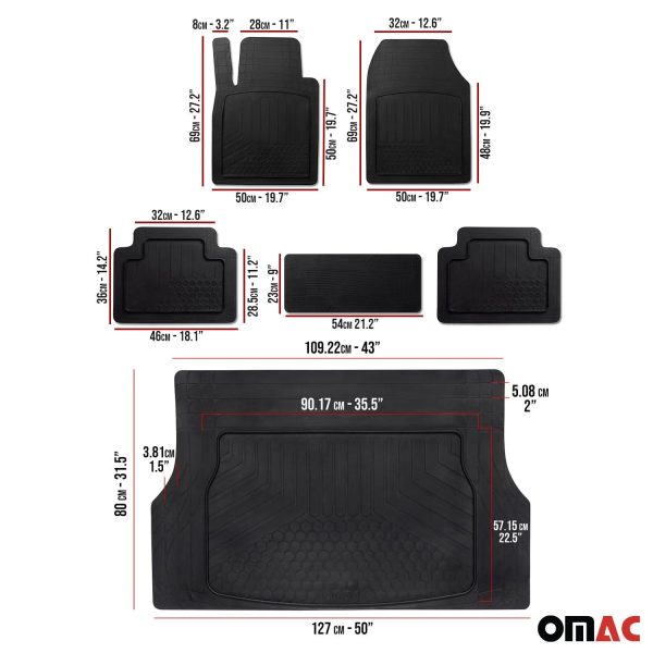 Buick Enclave Semi-Custom fit Floor Mats & Cargo Liner Waterproof Black 6Pcs Sale - Image 5