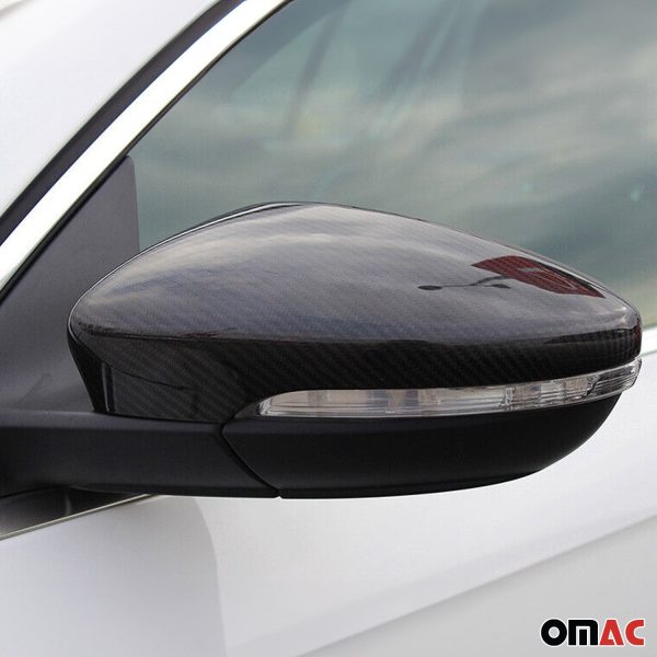 2012-2016 VW EOS Side Mirror Cover Caps Carbon Fiber Black 2 Pcs Discount - Image 3